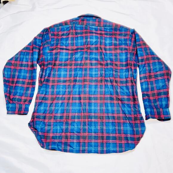 Vintage Pendleton Mens XL Red Blue Plaid Shirt Wool Long Sleeve Woolen Mills - Picture 2 of 11